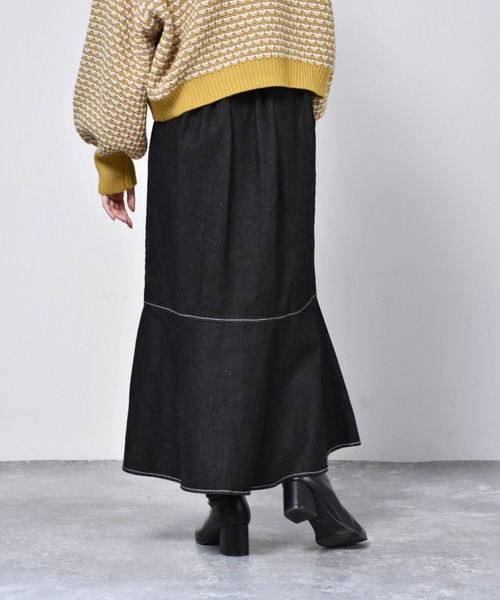 RETRO GIRL（レトロガール）の「起毛マーメイドスカート（スカート・レディース・ライトベージュ/マスタード/ブラック/ライトグリーン/インディゴブルー/ダークブラウン・FREE）」の22枚目の写真