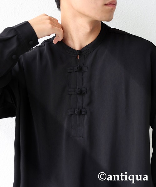 antiqua（アンティカ）の「とろみ生地でリラクシー！チャイナボタンシャツ（シャツ/ブラウス・メンズ・ブラック/エンジ/オフホワイト・FREE）」の20枚目の写真