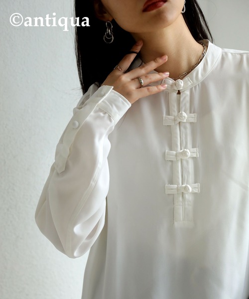 antiqua（アンティカ）の「とろみ生地でリラクシー！チャイナボタンシャツ（シャツ/ブラウス・メンズ・ブラック/エンジ/オフホワイト・FREE）」の11枚目の写真