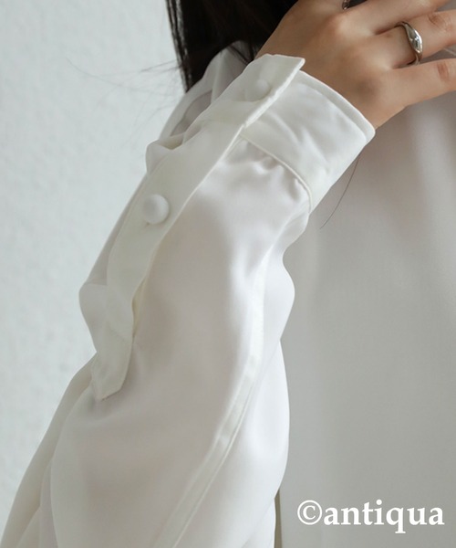 antiqua（アンティカ）の「とろみ生地でリラクシー！チャイナボタンシャツ（シャツ/ブラウス・メンズ・ブラック/エンジ/オフホワイト・FREE）」の16枚目の写真