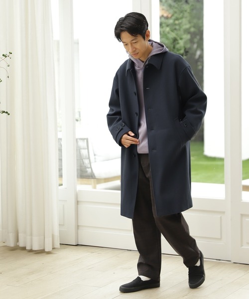 LAKOLE（ラコレ）の「ウーリーテックステンカラーコート / 953110（ステンカラーコート・メンズ・アッシュグレー/ブラック/ネイビー/ブラウン・SMALL/MEDIUM/LARGE）」の11枚目の写真