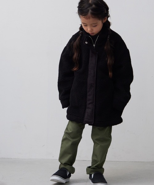 OMNES（オムネス）の「キッズ　ストレッチボア裾ドロストブルゾン（ブルゾン・キッズ・ブラック/アイボリー/キャメル・100/110/120/130/140）」の7枚目の写真