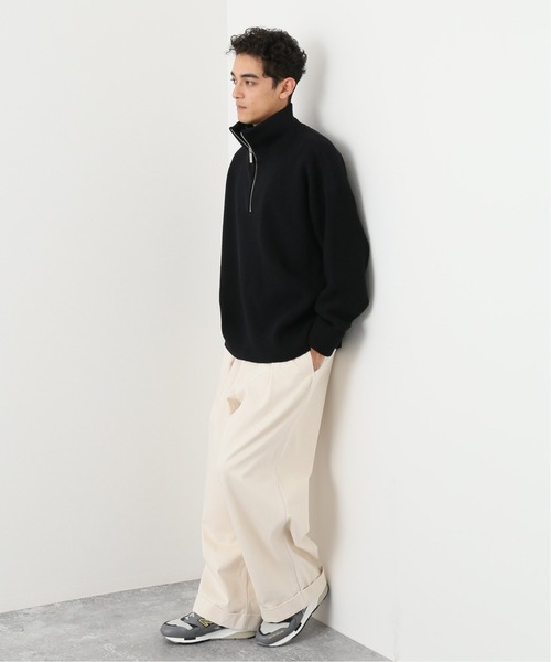 WRAPINKNOT（ラッピンノット）の「【WRAPINKNOT / ラッピンノット】バルキー ウール ハーフ ジップ ニット（ニット/セーター・メンズ・ブラック/アイボリー・3）」の3枚目の写真