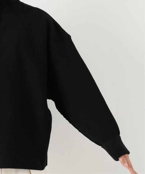 WRAPINKNOT（ラッピンノット）の「【WRAPINKNOT / ラッピンノット】バルキー ウール ハーフ ジップ ニット（ニット/セーター・メンズ・ブラック/アイボリー・3）」の9枚目の写真