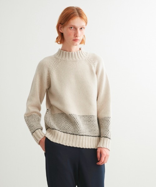 three dots（スリードッツ）の「Men's tasmania l/s mock neck（ニット/セーター・メンズ・オートミール/ネイビー/グレー・MEDIUM/SMALL/LARGE）」の3枚目の写真