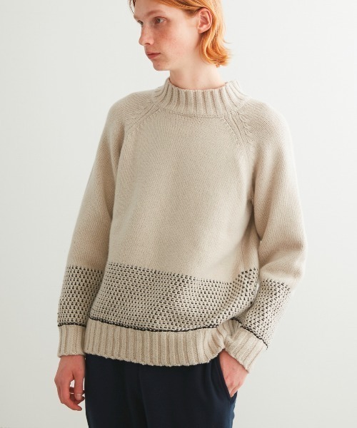 three dots（スリードッツ）の「Men's tasmania l/s mock neck（ニット/セーター・メンズ・オートミール/ネイビー/グレー・MEDIUM/SMALL/LARGE）」の4枚目の写真