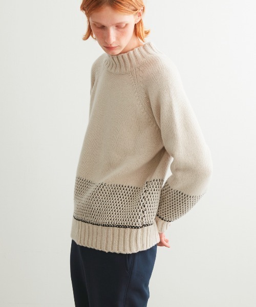 three dots（スリードッツ）の「Men's tasmania l/s mock neck（ニット/セーター・メンズ・オートミール/ネイビー/グレー・MEDIUM/SMALL/LARGE）」の5枚目の写真