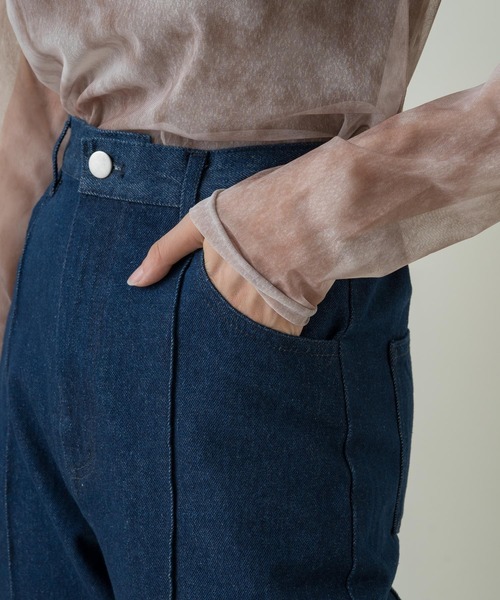 Kastane（カスタネ）の「【SETUP対応】フレアステッチデニム（デニムパンツ・レディース・ブルー/ブラック・1/2）」の14枚目の写真