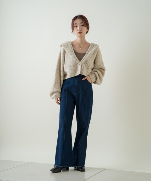 Kastane（カスタネ）の「【SETUP対応】フレアステッチデニム（デニムパンツ・レディース・ブルー/ブラック・1/2）」の4枚目の写真