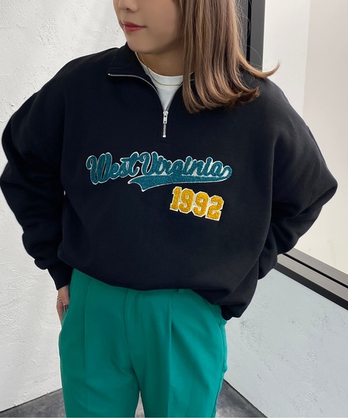 サガラ刺繍ハーフジップスウェット【ZOZOTOWN限定アイテム