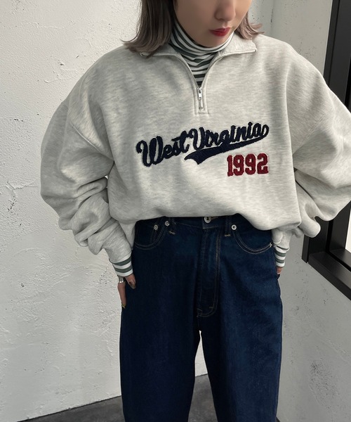 apres jour mignon（アプレジュールミニョン）の「サガラ刺繍ハーフジップスウェット【ZOZOTOWN限定アイテム】（スウェット・レディース・ブラック/グリーン/ナチュラル・X-LARGE/フリー）」の22枚目の写真