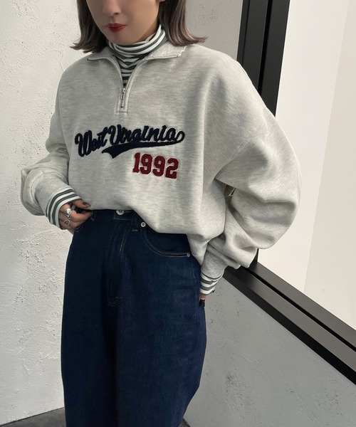 apres jour mignon（アプレジュールミニョン）の「サガラ刺繍ハーフジップスウェット【ZOZOTOWN限定アイテム】（スウェット・レディース・ブラック/グリーン/ナチュラル・X-LARGE/フリー）」の20枚目の写真