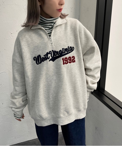 かれんさん私物 ヴィンテージ ハーフジップ サガラ刺繍ハーフジップスウェット【ZOZOTOWN限定アイテム