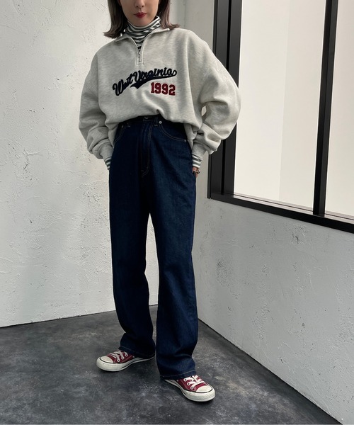 apres jour mignon（アプレジュールミニョン）の「サガラ刺繍ハーフジップスウェット【ZOZOTOWN限定アイテム】（スウェット・レディース・ブラック/グリーン/ナチュラル・X-LARGE/フリー）」の8枚目の写真