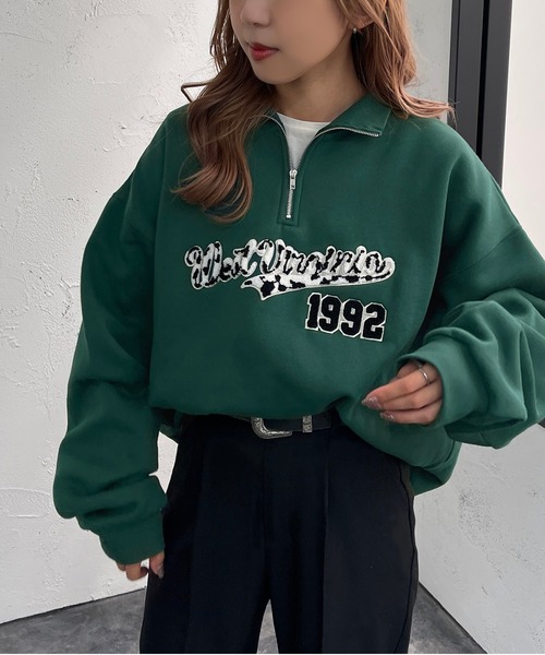 サガラ刺繍ハーフジップスウェット【ZOZOTOWN限定アイテム