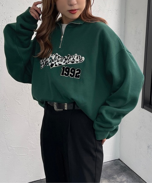 サガラ刺繍ハーフジップスウェット【ZOZOTOWN限定アイテム