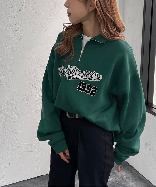 サガラ刺繍ハーフジップスウェット【ZOZOTOWN限定アイテム