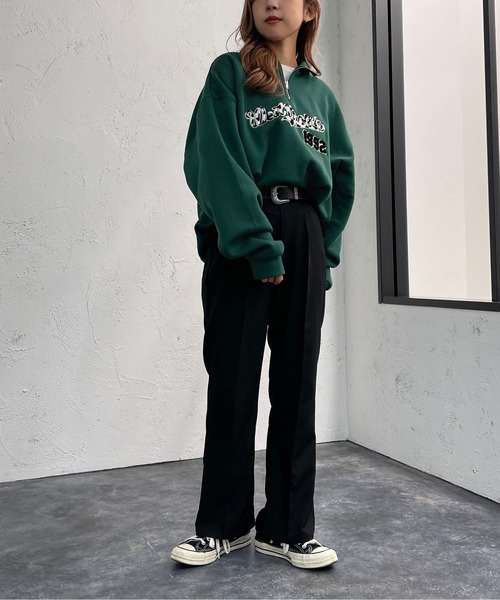 apres jour mignon（アプレジュールミニョン）の「サガラ刺繍ハーフジップスウェット【ZOZOTOWN限定アイテム】（スウェット・レディース・ブラック/グリーン/ナチュラル・X-LARGE/フリー）」の9枚目の写真