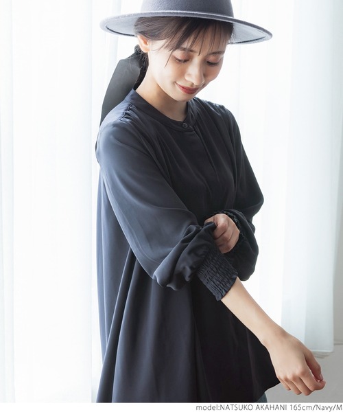 coca（coca）（コカ）の「Aライン比翼ブラウス（シャツ/ブラウス・レディース・ホワイト/ネイビー・M/L）」の12枚目の写真