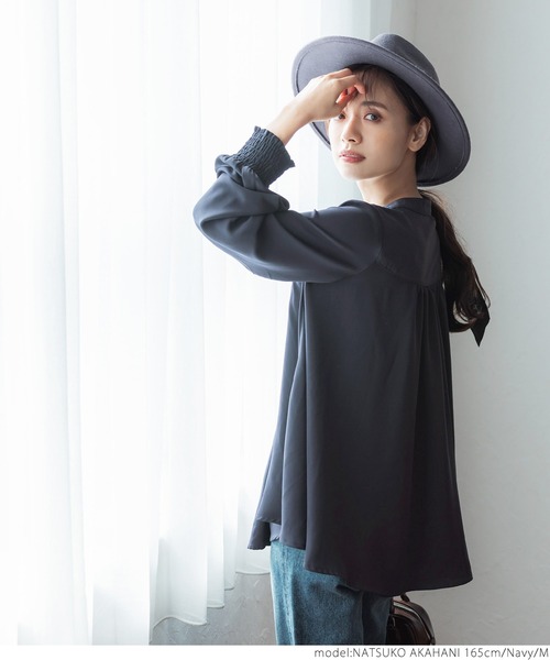 coca（coca）（コカ）の「Aライン比翼ブラウス（シャツ/ブラウス・レディース・ホワイト/ネイビー・M/L）」の13枚目の写真
