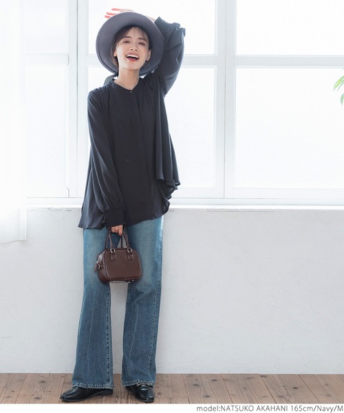 coca（coca）（コカ）の「Aライン比翼ブラウス（シャツ/ブラウス・レディース・ホワイト/ネイビー・M/L）」の15枚目の写真