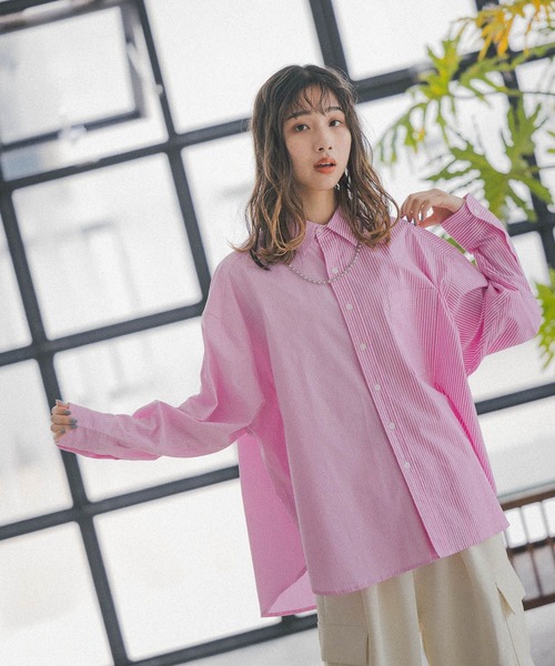 PBLIM（ページボーイリム）の「【PAGEBOYLIM】ストライプシャツ（シャツ/ブラウス・レディース・ブルー系その他/ピンク系その他/ブラック系その他・MEDIUM/LARGE）」の3枚目の写真