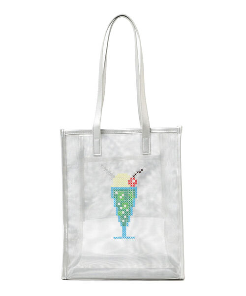 Ray BEAMS（レイビームス）の「Casselini × Ray BEAMS / 別注 クロス ステッチ トートバッグ（トートバッグ・レディース・シルバー/ブラック・ONE SIZE）」の4枚目の写真