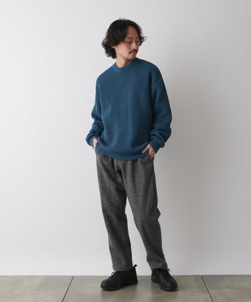 CIAOPANIC TYPY（チャオパニックティピー）の「ウォッシャブルワッフルニットクルー（ニット/セーター・メンズ・ネイビー/サックスブルー/グリーン/グレイッシュベージュ・SMALL/MEDIUM/LARGE）」の7枚目の写真