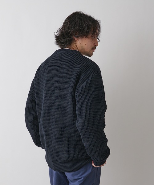 CIAOPANIC TYPY（チャオパニックティピー）の「ウォッシャブルワッフルニットクルー（ニット/セーター・メンズ・ネイビー/サックスブルー/グリーン/グレイッシュベージュ・SMALL/MEDIUM/LARGE）」の14枚目の写真