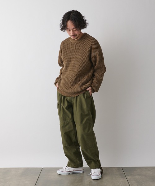 CIAOPANIC TYPY（チャオパニックティピー）の「ウォッシャブルワッフルニットクルー（ニット/セーター・メンズ・ネイビー/サックスブルー/グリーン/グレイッシュベージュ・SMALL/MEDIUM/LARGE）」の19枚目の写真