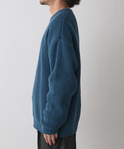 CIAOPANIC TYPY（チャオパニックティピー）の「ウォッシャブルワッフルニットクルー（ニット/セーター・メンズ・ネイビー/サックスブルー/グリーン/グレイッシュベージュ・SMALL/MEDIUM/LARGE）」の6枚目の写真