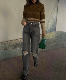 Ameri（アメリ）の「BUMPY SHEER DOCKING KNIT（ニット/セーター  