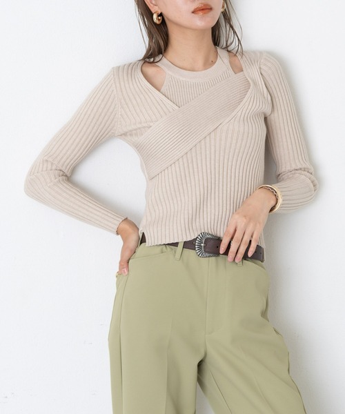 AIC.(エーアイシー)の「アメスリタンクレイヤードリブトップス(アンサンブル・レディース・ダークグリーン/ベージュ/グレー・FREE)」の1枚目の写真