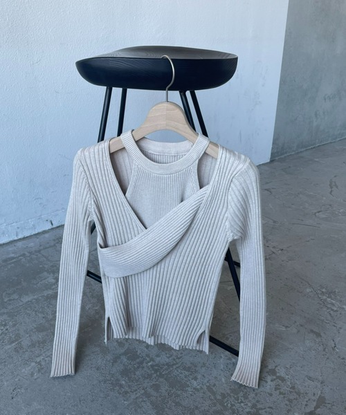 AIC.(エーアイシー)の「アメスリタンクレイヤードリブトップス(アンサンブル・レディース・ダークグリーン/ベージュ/グレー・FREE)」の4枚目の写真