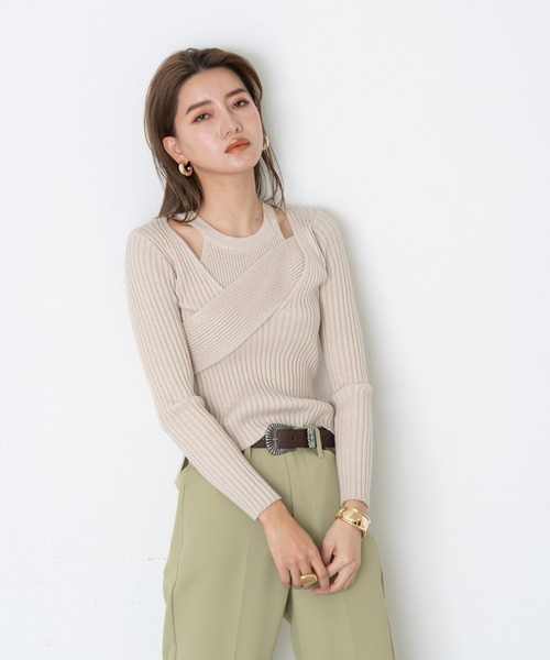 AIC.(エーアイシー)の「アメスリタンクレイヤードリブトップス(アンサンブル・レディース・ダークグリーン/ベージュ/グレー・FREE)」の8枚目の写真