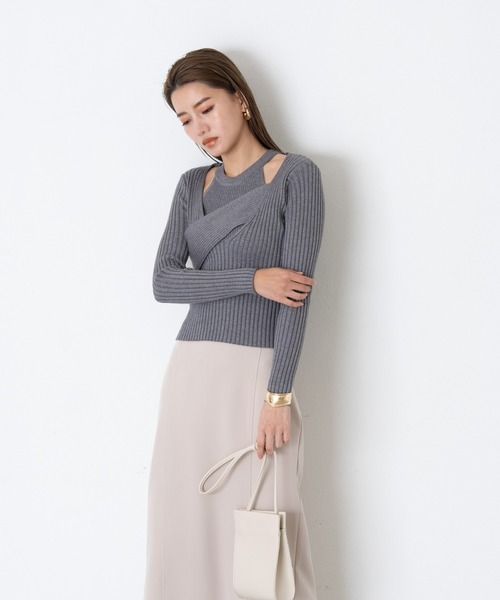 AIC.(エーアイシー)の「アメスリタンクレイヤードリブトップス(アンサンブル・レディース・ダークグリーン/ベージュ/グレー・FREE)」の5枚目の写真