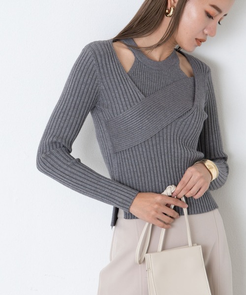 AIC.(エーアイシー)の「アメスリタンクレイヤードリブトップス(アンサンブル・レディース・ダークグリーン/ベージュ/グレー・FREE)」の6枚目の写真