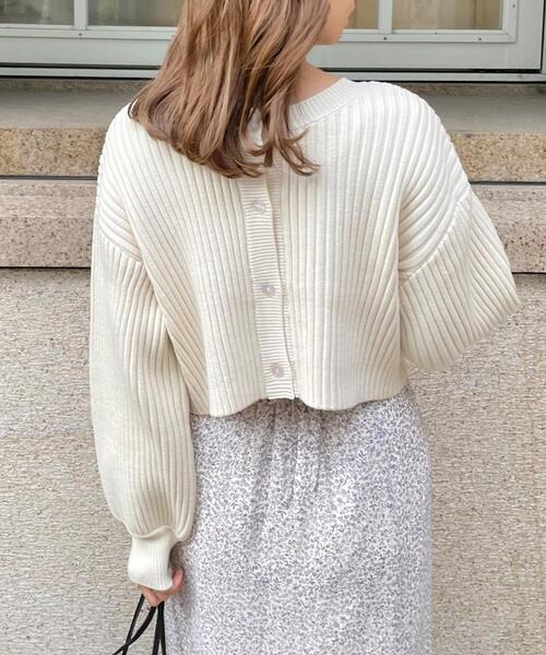 Allamanda(アラマンダ)の「前後2Wayショート丈リブ/カーディガン(カーディガン/ボレロ・レディース・ピンク/イエロー/アイボリー/その他・M)」の2枚目の写真