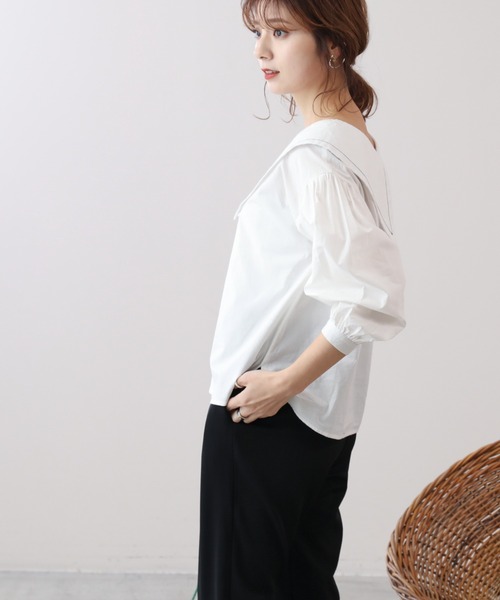 frames RAY CASSIN（フレームスレイカズン）の「WEB限定 アソートBIGカラ―ブラウス（シャツ/ブラウス・レディース・ブラック系/オフホワイト/グレイッシュベージュ・FREE）」の4枚目の写真