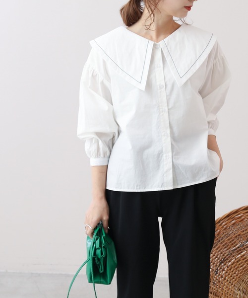 frames RAY CASSIN（フレームスレイカズン）の「WEB限定 アソートBIGカラ―ブラウス（シャツ/ブラウス・レディース・ブラック系/オフホワイト/グレイッシュベージュ・FREE）」の21枚目の写真