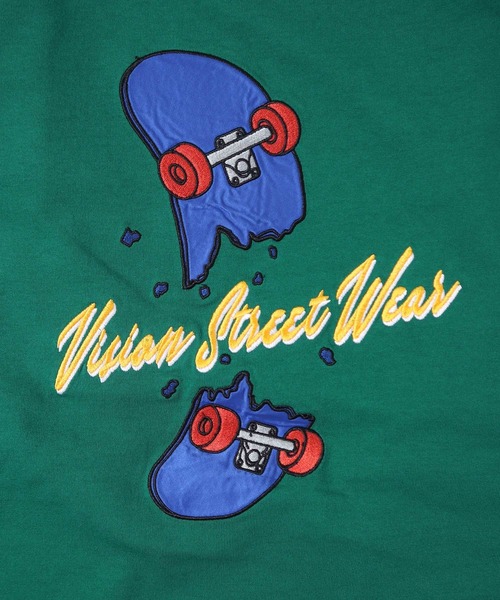 VISION STREET WEAR(ヴィジョンストリートウェア)の「【VISION STREET WEAR】スケボーサテンワッペンクルーネックロンT(Tシャツ/カットソー・レディース・グリーン/ブルー/ブラック/ホワイト・LARGE/X-LARGE/MEDIUM)」の13枚目の写真