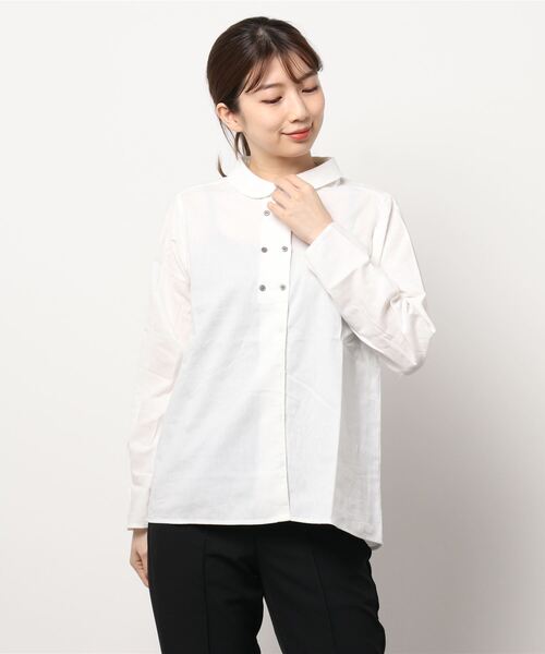 Samansa Mos2（サマンサ モスモス）の「ダブル釦ブラウス（シャツ/ブラウス・レディース・ブラック/ネイビー/オフホワイト・ﾌﾘ-）」の2枚目の写真