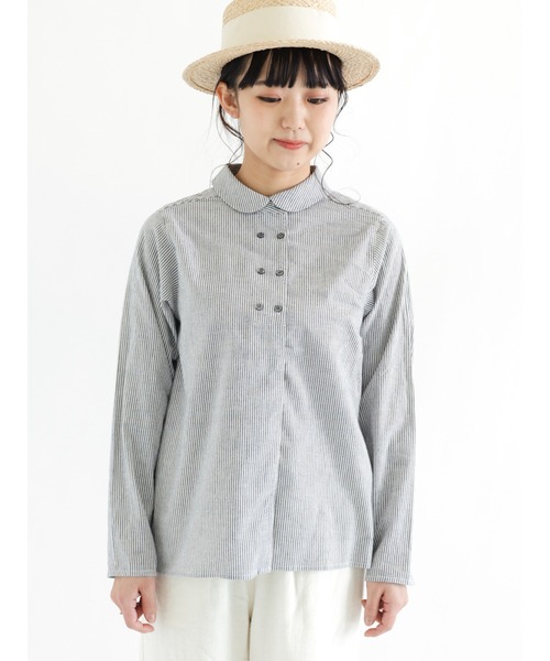 Samansa Mos2（サマンサ モスモス）の「ダブル釦ブラウス（シャツ/ブラウス・レディース・ブラック/ネイビー/オフホワイト・ﾌﾘ-）」の3枚目の写真