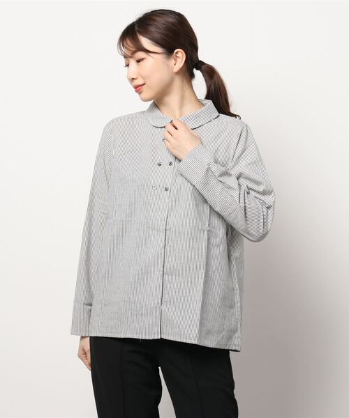 Samansa Mos2（サマンサ モスモス）の「ダブル釦ブラウス（シャツ/ブラウス・レディース・ブラック/ネイビー/オフホワイト・ﾌﾘ-）」の6枚目の写真