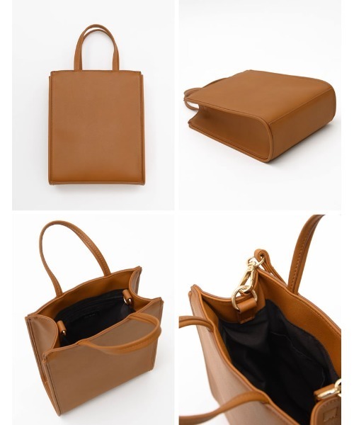 Re:EDIT(リエディ)の「レザータッチ2WAYスクエアショルダーバッグ(ショルダーバッグ・レディース・キャメル/ブラック/ホワイト・FREE)」の7枚目の写真