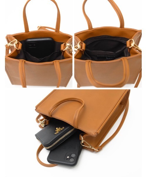 Re:EDIT(リエディ)の「レザータッチ2WAYスクエアショルダーバッグ(ショルダーバッグ・レディース・キャメル/ブラック/ホワイト・FREE)」の10枚目の写真