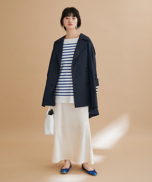 ADAM ET ROPE'（アダムエロペ）の「ハーフレングストレンチコート（トレンチコート・レディース・ネイビー/ベージュ系その他・FREE）」の5枚目の写真