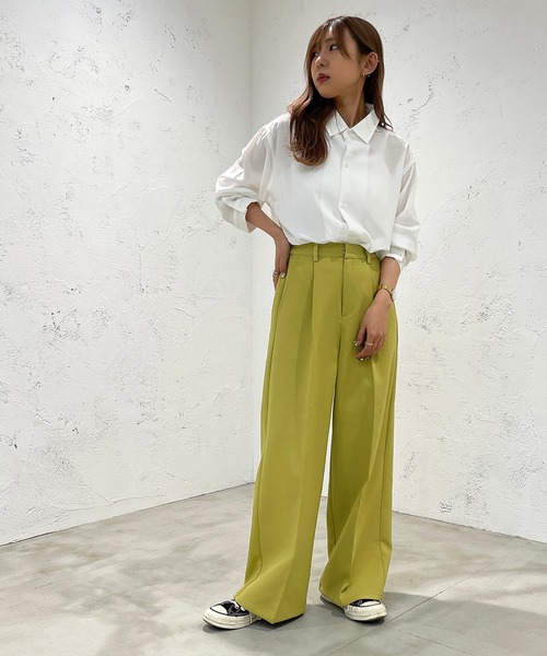 apres jour mignon（アプレジュールミニョン）の「カラーワイドパンツ【ZOZOTOWN限定アイテム】（その他パンツ・レディース・ブルー/ピンク/グリーン/イエロー・X-LARGE/MEDIUM/SMALL）」の10枚目の写真