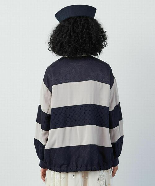 FRAPBOIS（フラボア）の「ボーダージャケット（ブルゾン・レディース・ブラック/ベージュ・2/1）」の5枚目の写真