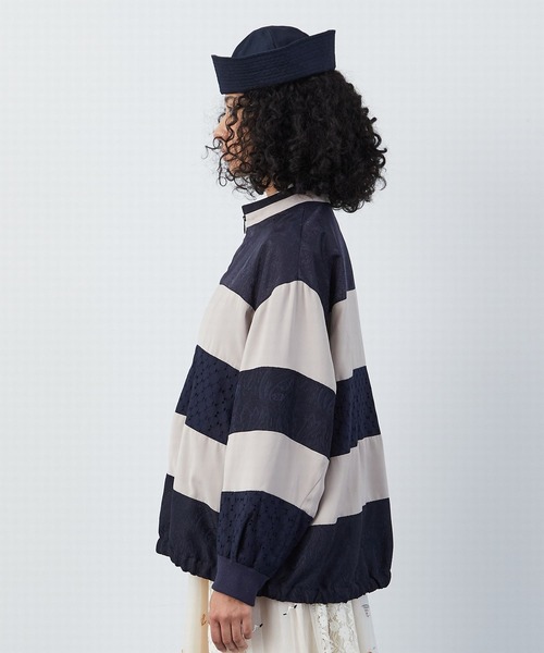 FRAPBOIS（フラボア）の「ボーダージャケット（ブルゾン・レディース・ブラック/ベージュ・2/1）」の7枚目の写真